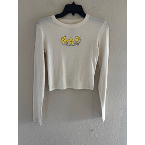 Women's T&C Surf Designs Long Sleeve Tee S Off-White Yellow Hawaii